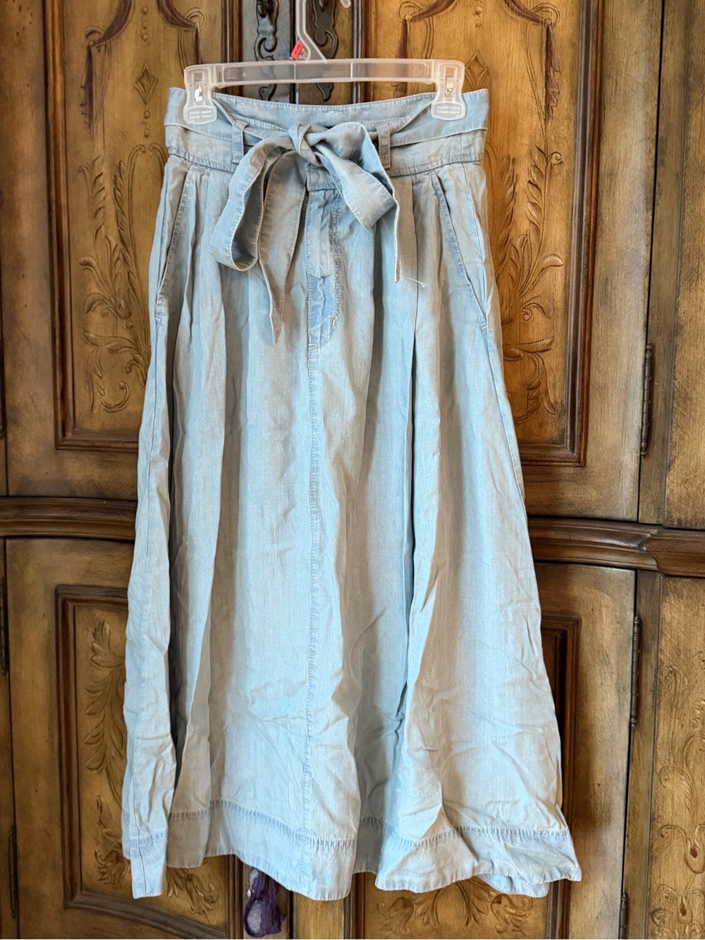 Ralph Lauren Light Blue Tie-Waist Maxi Skirt